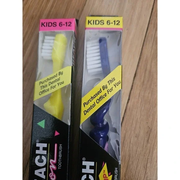 VTG Johnson & Johnson REACH Kids Toothbrush Set Neon & Wondergrip Set 1993/94 - Picture 3 of 9